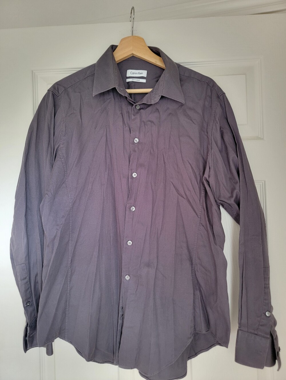 Calvin Klein Men's Slim Fit Stretch Dress Shirt in Dark Grey - 16 1/2